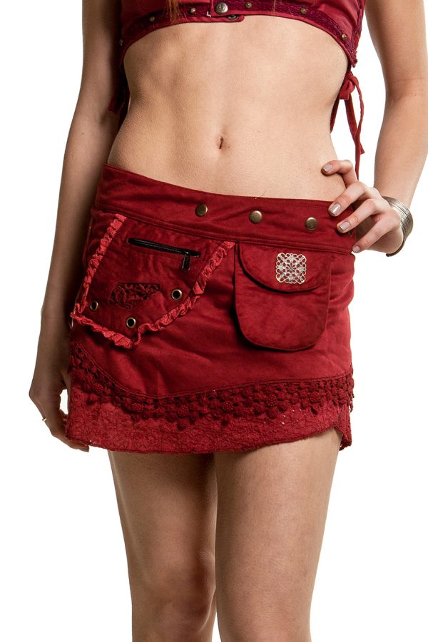 Faux suede steampunk skirt