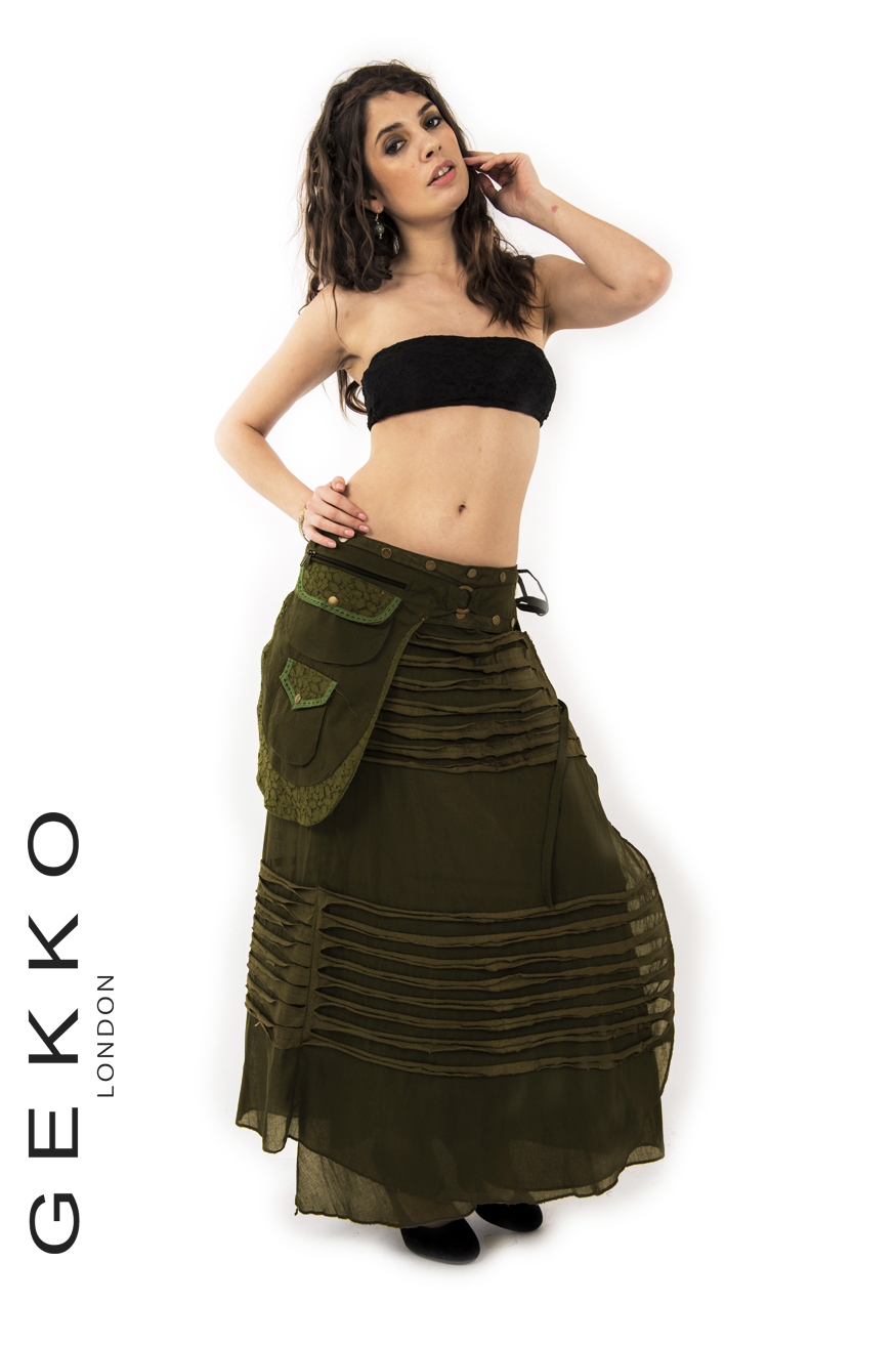 Wrap skirt with side pockets panel Gekko Bohotique