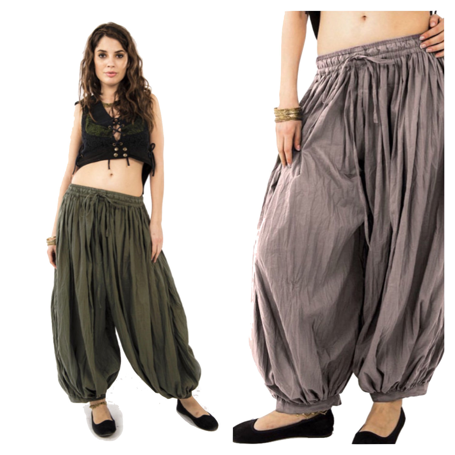 Soft harem trousers with drawstring - Gekko Bohotique