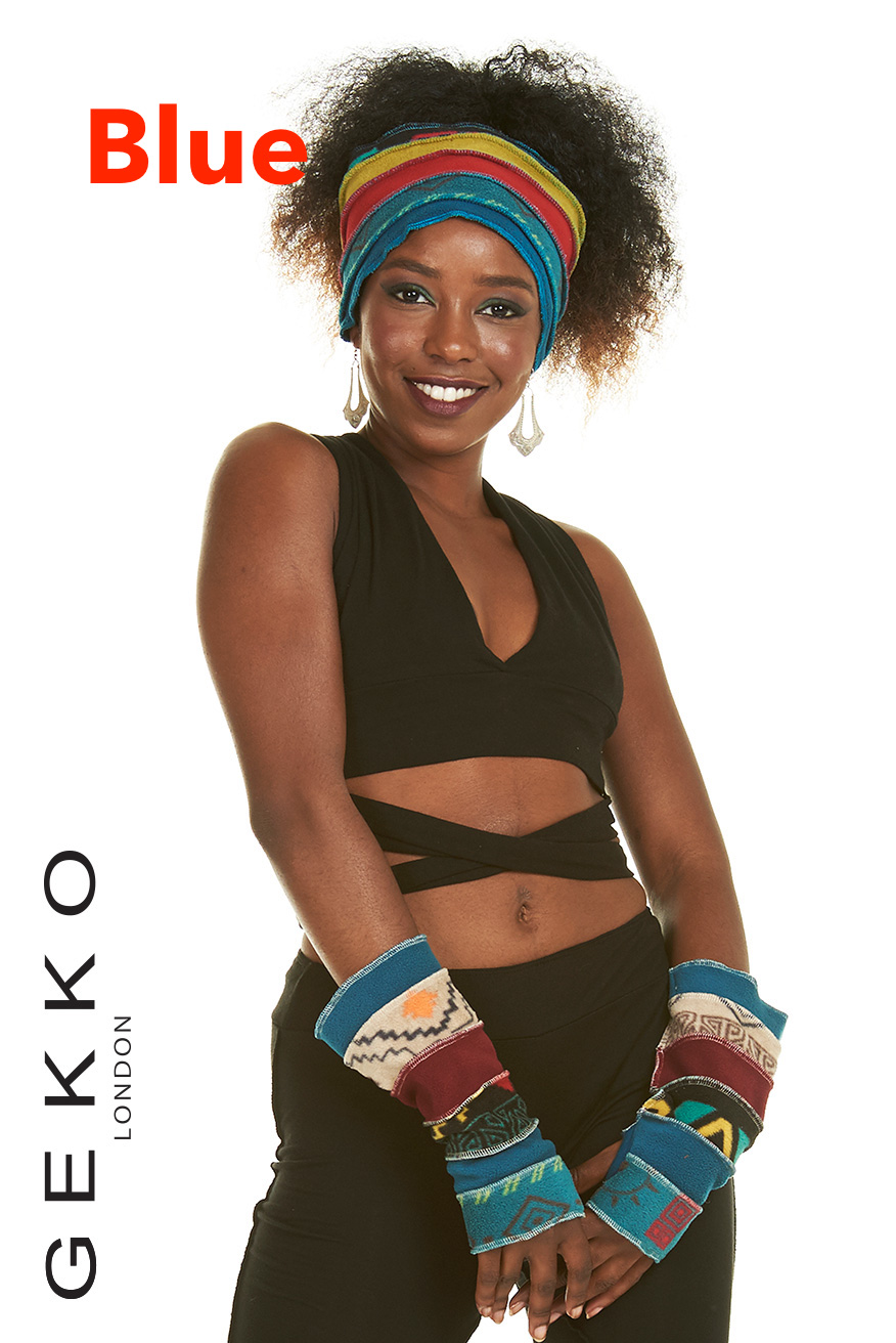 PATCHWORK WRIST WARMERS WITH THUMB HOLE Gekko Bohotique