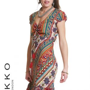 BOHO DRESS WITH CAP SLEEVES