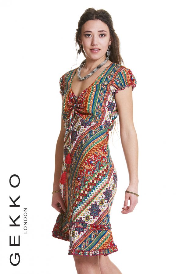 BOHO DRESS WITH CAP SLEEVES