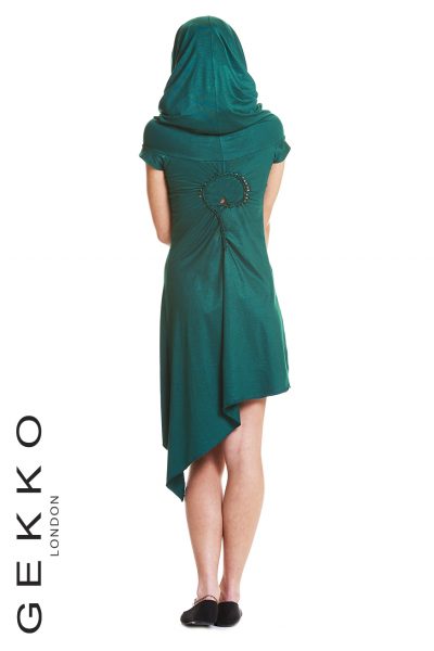 ASYMMETRIC PIXIE DRESS WITH HOOD