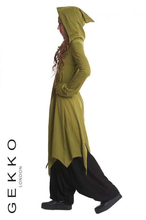 Hooded coat with printed front Gekko Bohotique