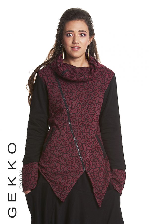 Crossover jacket with arabesque print