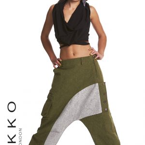Harem trousers with contrasting bands