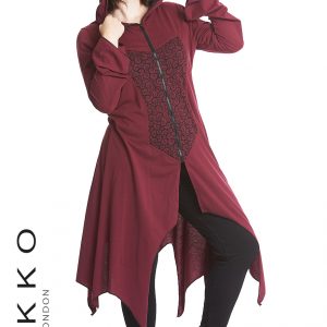 Hooded coat with printed front
