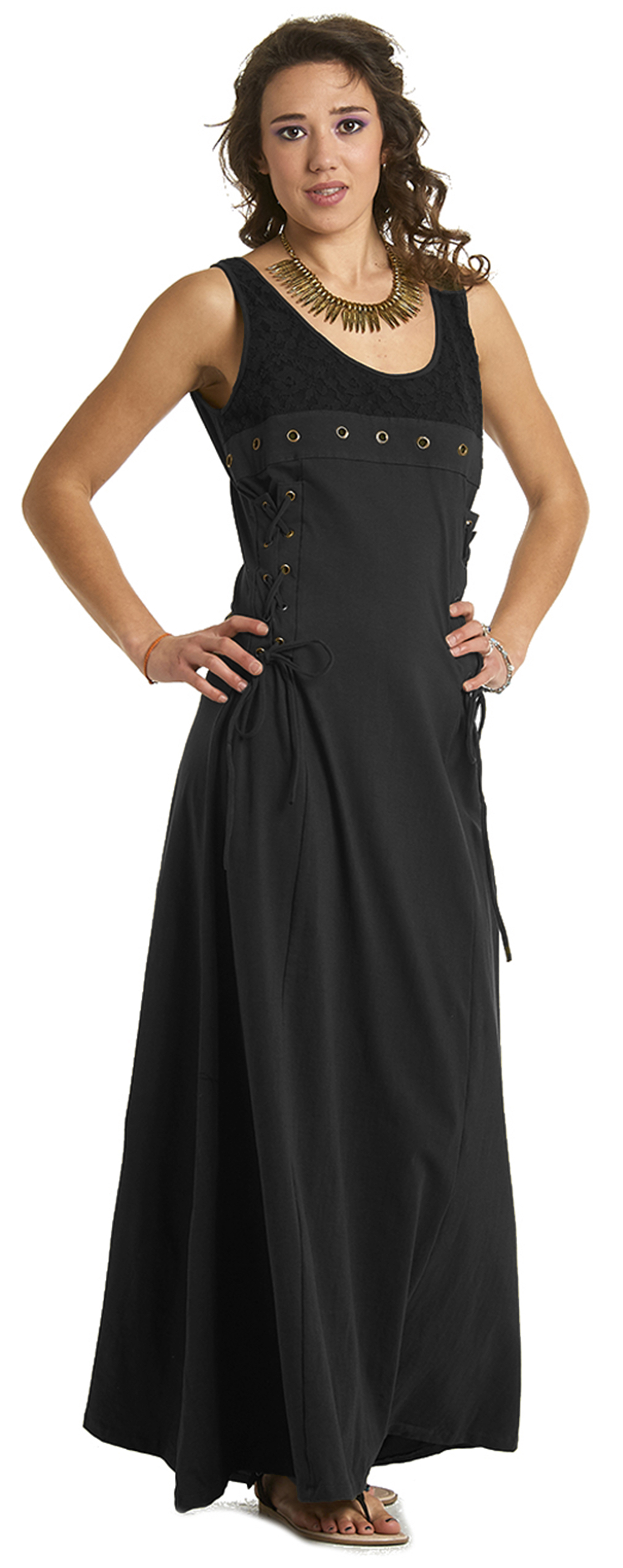 Long Boho Dress with Side Strings Gekko Bohotique