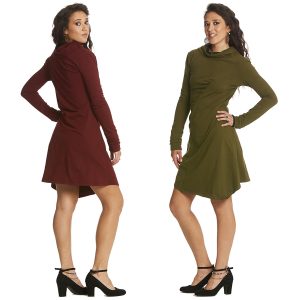 Shift dress with textured front