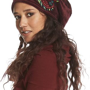 Embroidered velvet cloche hat