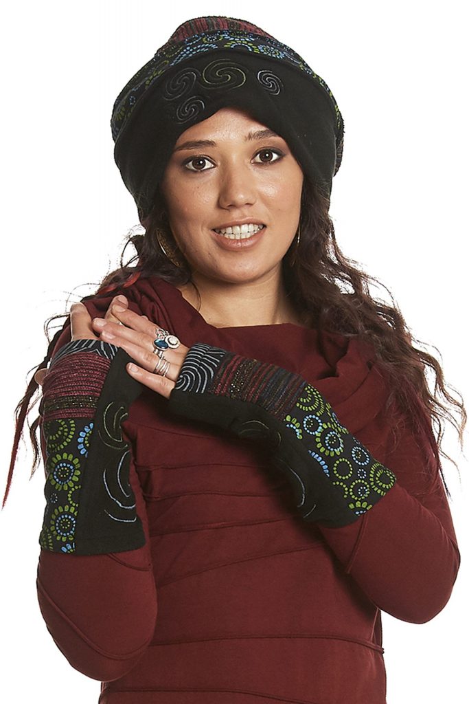 Fleece wrist warmers with spirals Gekko Bohotique