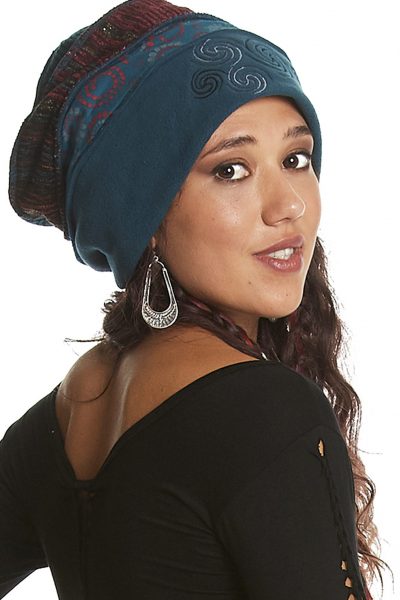 Embroidered fleece cloche hat